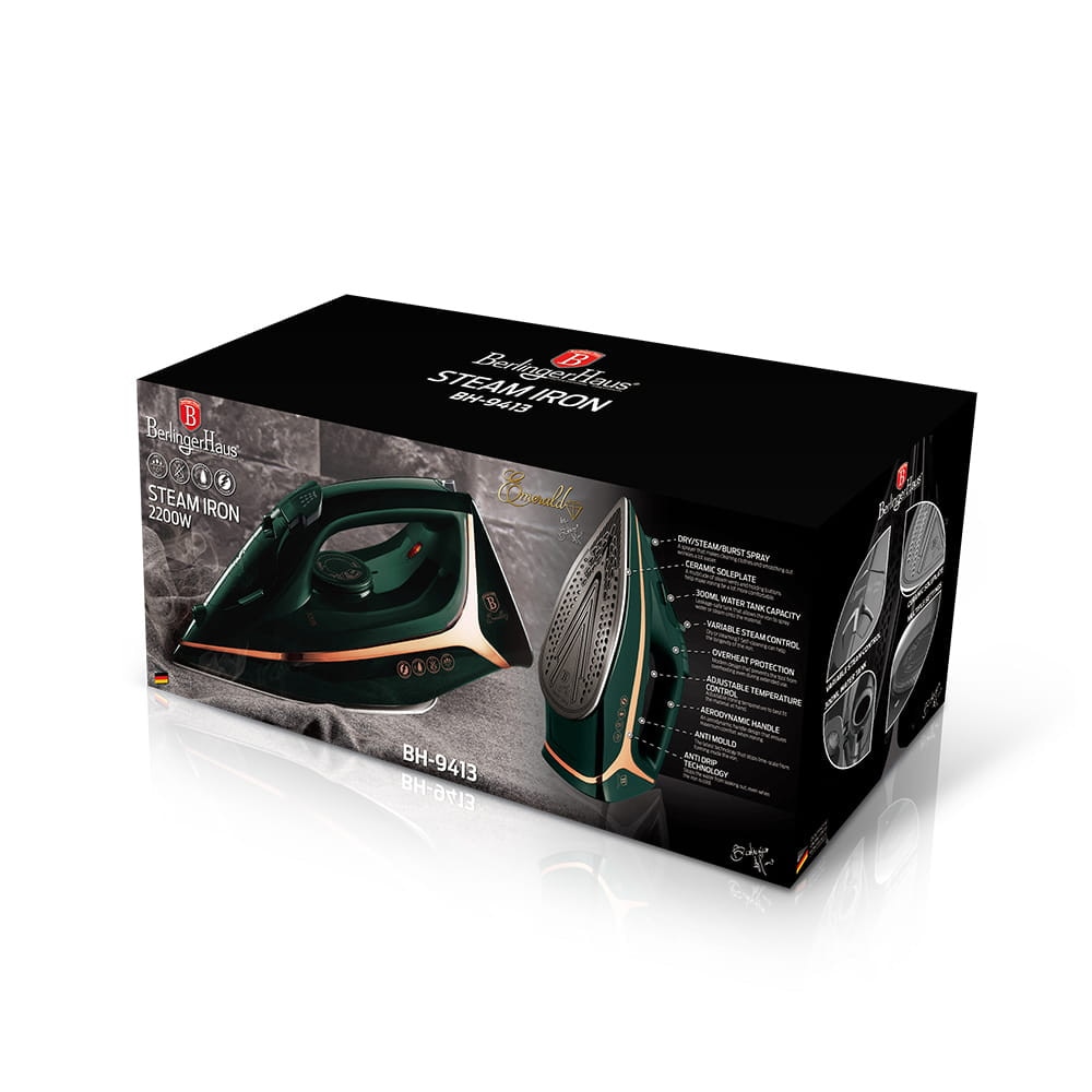Fier de calcat Berlinger Haus BH-9413 2200W ceramic verde 22,9x12,1cm 300ml