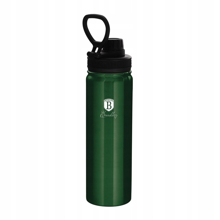 Termos / sticla termica Berlinger Haus Emerald din otel inoxidabil, cu pereti dubli si izolatie sub vid, cu carabiniera si capac etans, verde, 720ml