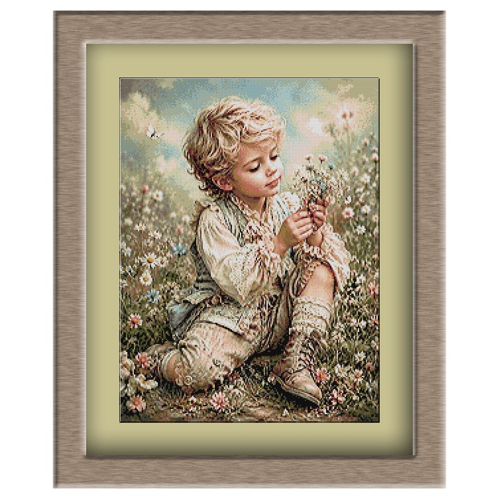 Set Goblen imprimat si ate, Poezia inocentei, KRIF panza 10 ochiuri/cm 30 culori