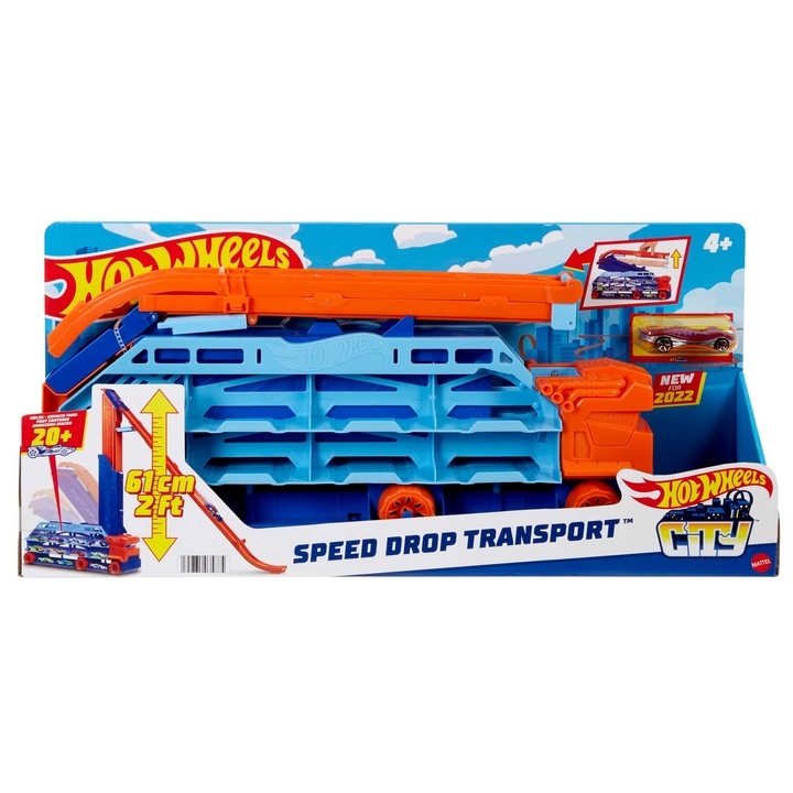 Hot Wheels Epikus Lejtő 2 az 1-ben Szállító, 60cm, kék, 1:64