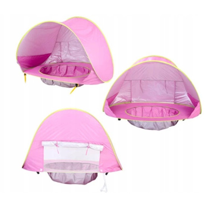 Cort de plaja pentru copii cu piscina, roz sau albastru, 49.5cm