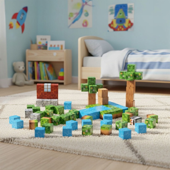 Комплект 88 части магнитни строителни кубчета Multistore цветни 2x2x2cm