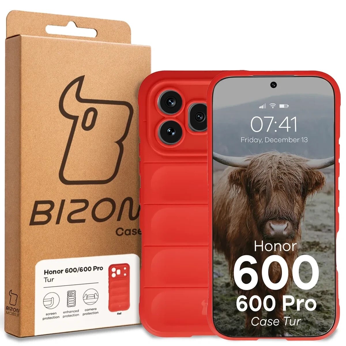 Carcasa Bizon Tur compatibila cu Honor 600 5G / 600 Pro 5G, Rosu