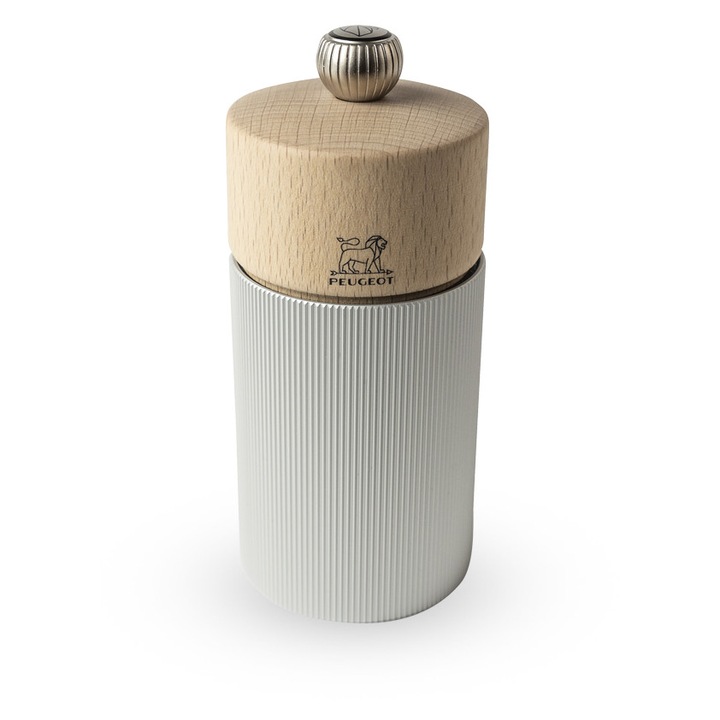 Peugeot Line sódaráló, bükkfa, natúr alumínium, 12cm, ezüst