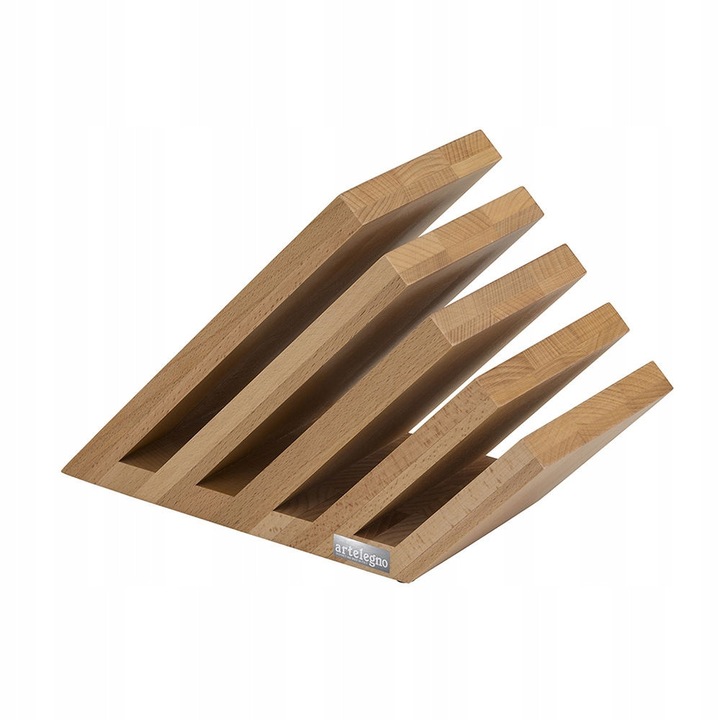 Bloc magnetic pentru cutite ArteLegno VENEZIA, suport magnetic din lemn masiv de fag, capacitate pana la 14 cutite, lame pana la 29,5 cm, lac alimentar, natural, 1 buc.
