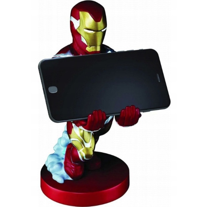 Стойка за телефон и геймпад, Iron Man Marvel, декоративна фигурка, съвместима с PlayStation/Xbox и повечето контролери, 22 см, червено/златисто, 1 бр
