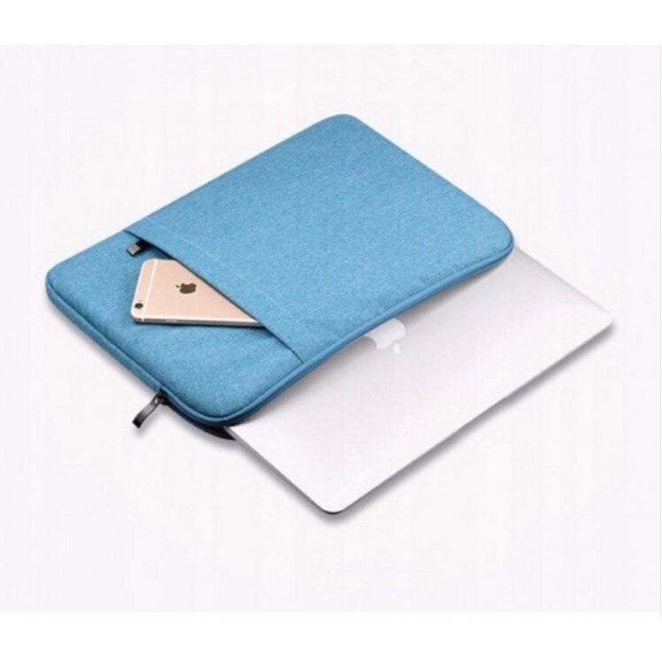 Husa pentru laptop, etui pentru notebook, compatibila MacBook Pro/Air 13'', cu buzunar frontal cu fermoar, interior moale captusit antisoc, Albastru, 31.5 x 23 cm