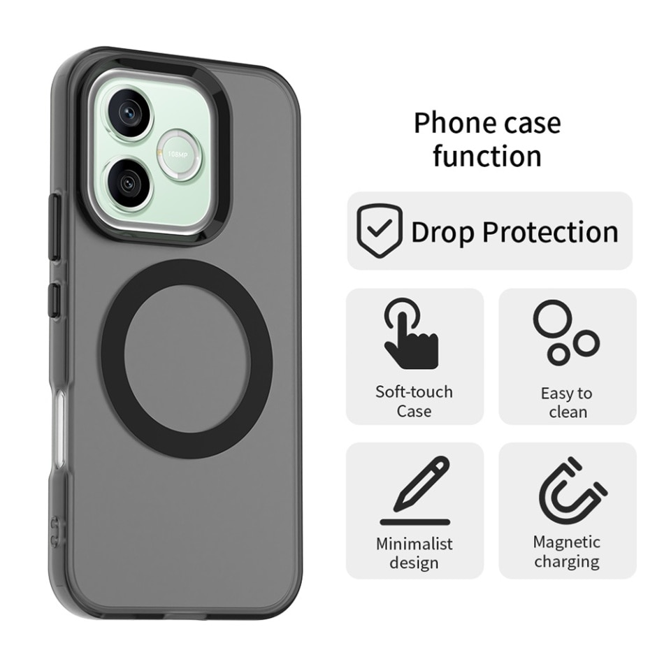 Husa pentru Honor 600 Lite, MagSafe, Antisoc, Margini ridicate, Mat, set cu sticker, CandyCase, Negru