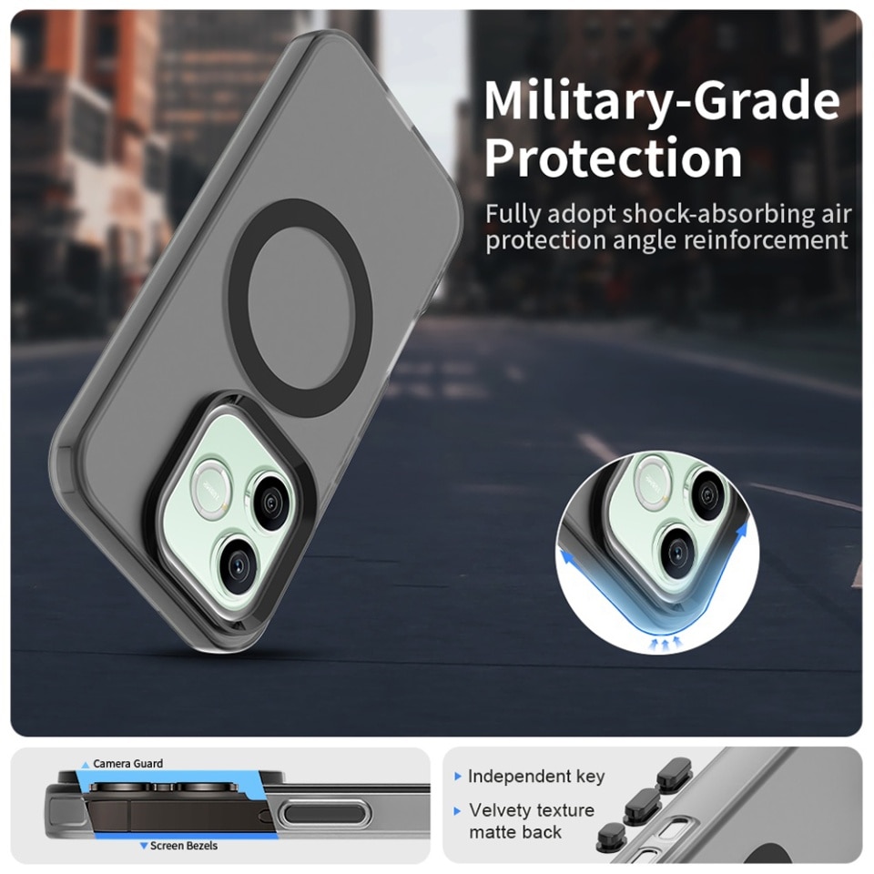 Husa pentru Honor 600 Lite, MagSafe, Antisoc, Margini ridicate, Mat, set cu sticker, CandyCase, Negru