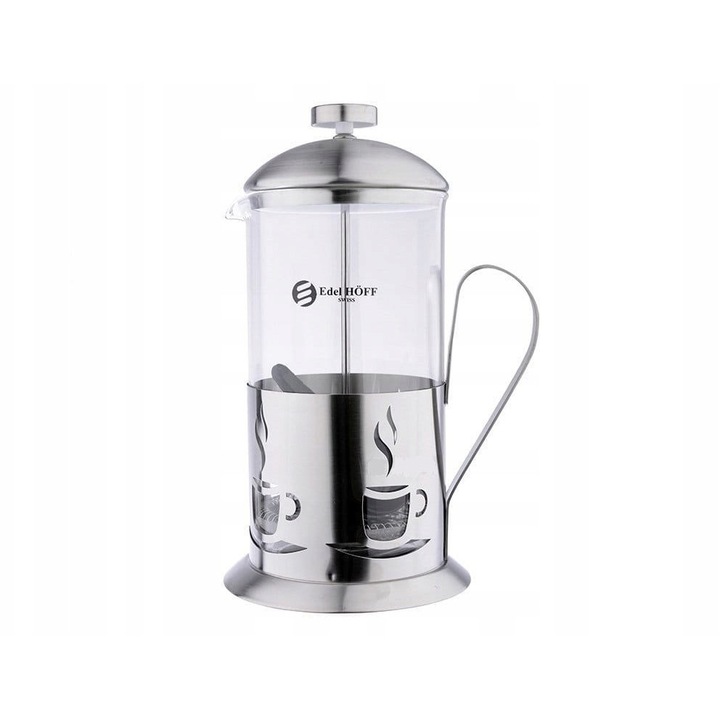 Cafetiera Edel Hoff 1L inox sticla argintiu