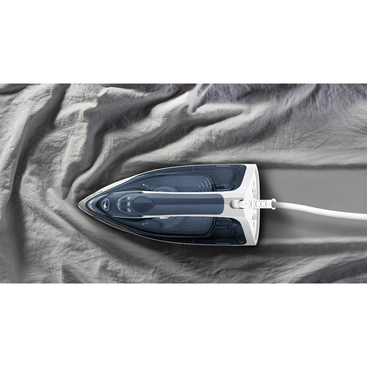 Fier de calcat cu aburi Tefal Express Steam, ceramic, alb-albastru, 2400W, 270ml