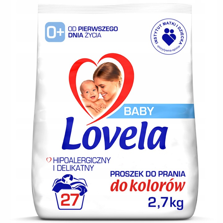 Detergent praf/pulbere Lovela Baby, hipoalergenic, pentru piele sensibila, fara coloranti si fosfati, pentru culori, 2,7 kg