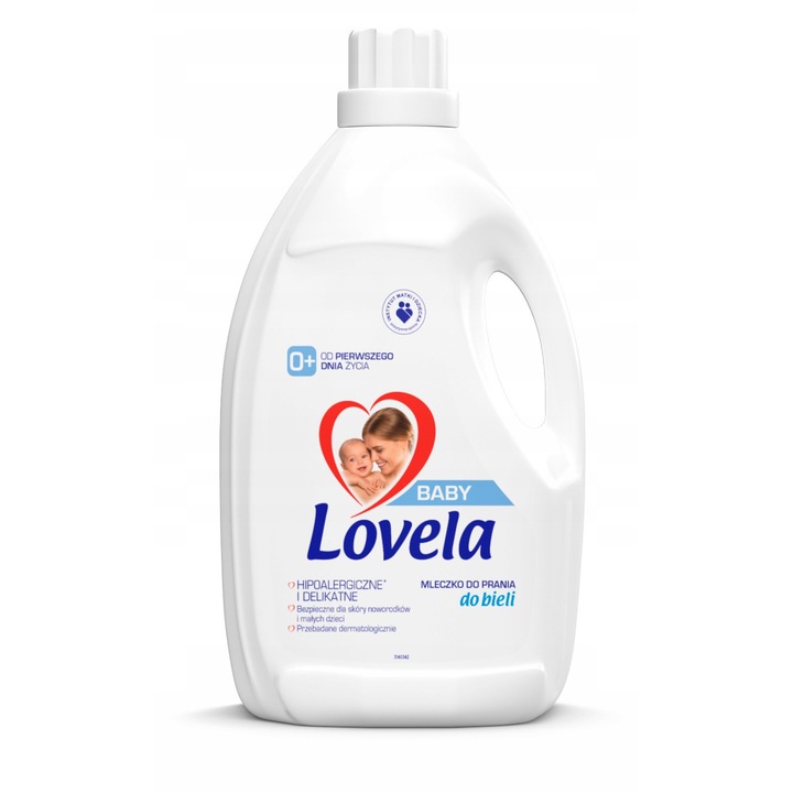 Lovela Baby folyékony mosószer, hipoallergén, érzékeny bőrre és újszülötteknek, klinikailag tesztelt, fehér, 2,9 L