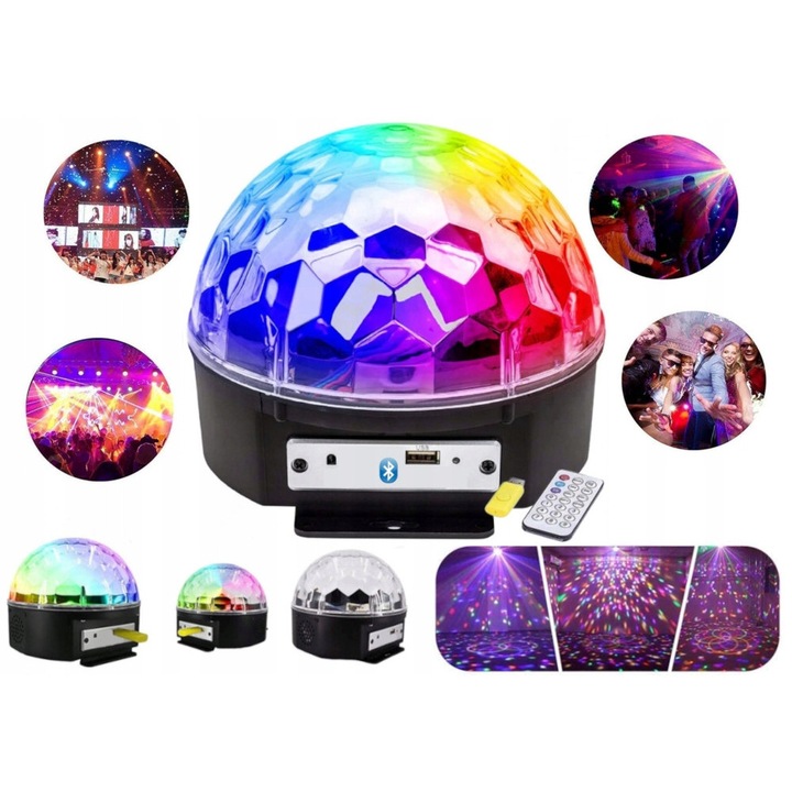 Aptel RGB LED Bluetooth USB diszkó projektor 15.5x16x16.7cm