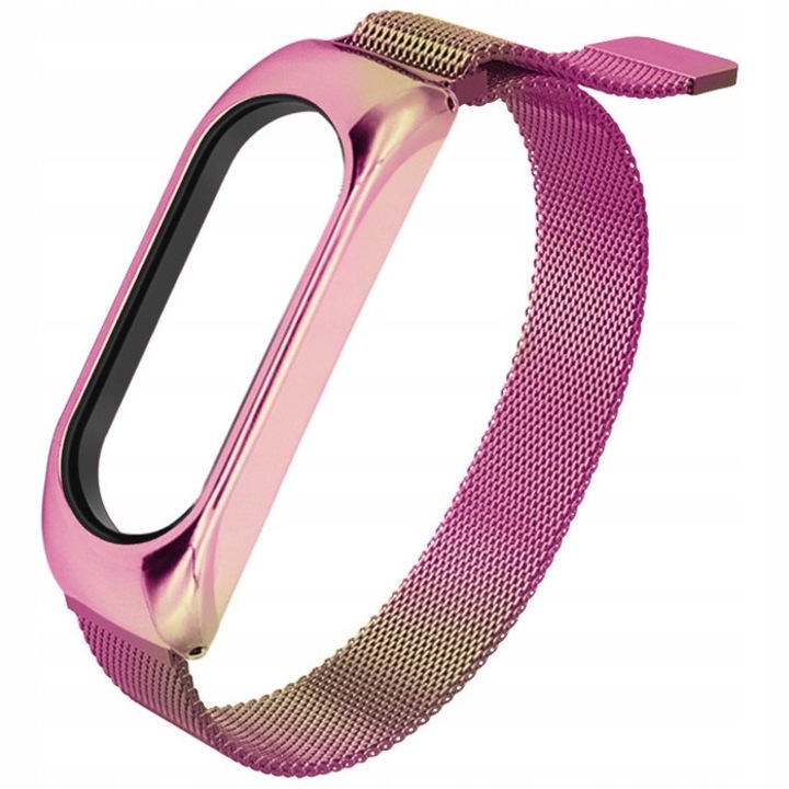 Duxo, rozszínű milánói hálós rozsdamentes acél karkötő/szíj Xiaomi Mi Band 5/6-hoz, mágneses zárral, Mi5/Mi6-SteelBraidMagneto-7