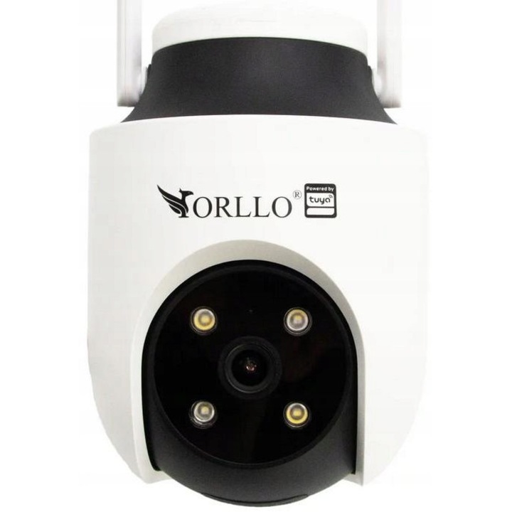 Камера IP ORLLO TZ6 4K, въртяща се PTZ камера за наблюдение, Wi-Fi, нощно виждане 30 м, съвместима с Tuya, поддържа SD карта до 256GB, IP65, бяла