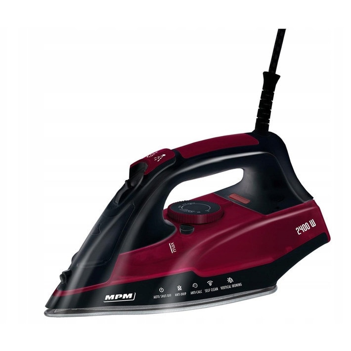Fier de calcat cu aburi MPM MZE-27, 2400W, negru-rosu, 240ml, 1.9m