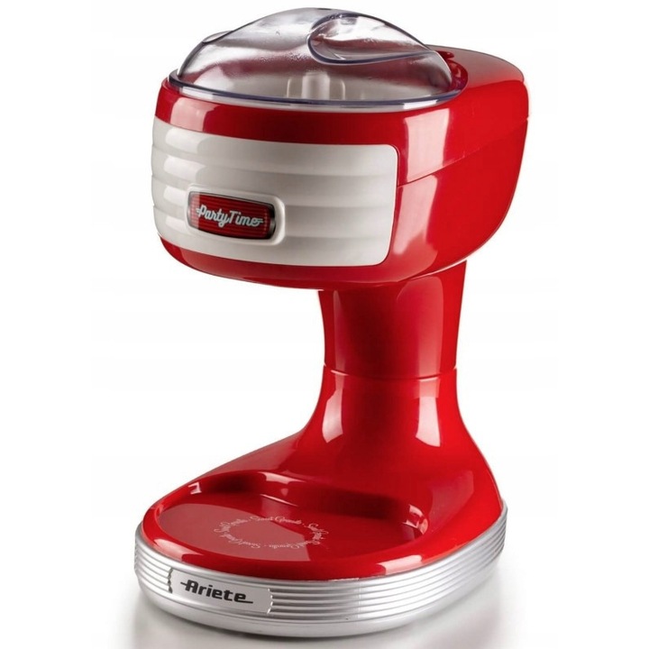 Ariete Model 76 gránita/sorbet készítő gép, levehető fedél, csúszásmentes lábak, levehető tartály, piros, 30 W