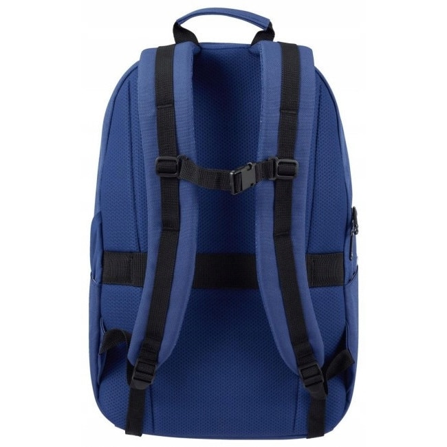 American Tourister, Rucsac pentru laptop din poliester, cu compartiment pentru laptop, buzunar pentru tableta, buzunar pentru ochelari captusit cu polar, bretele si spate captusite, Upbeat Zip, Bleumarin, 15,6 inch