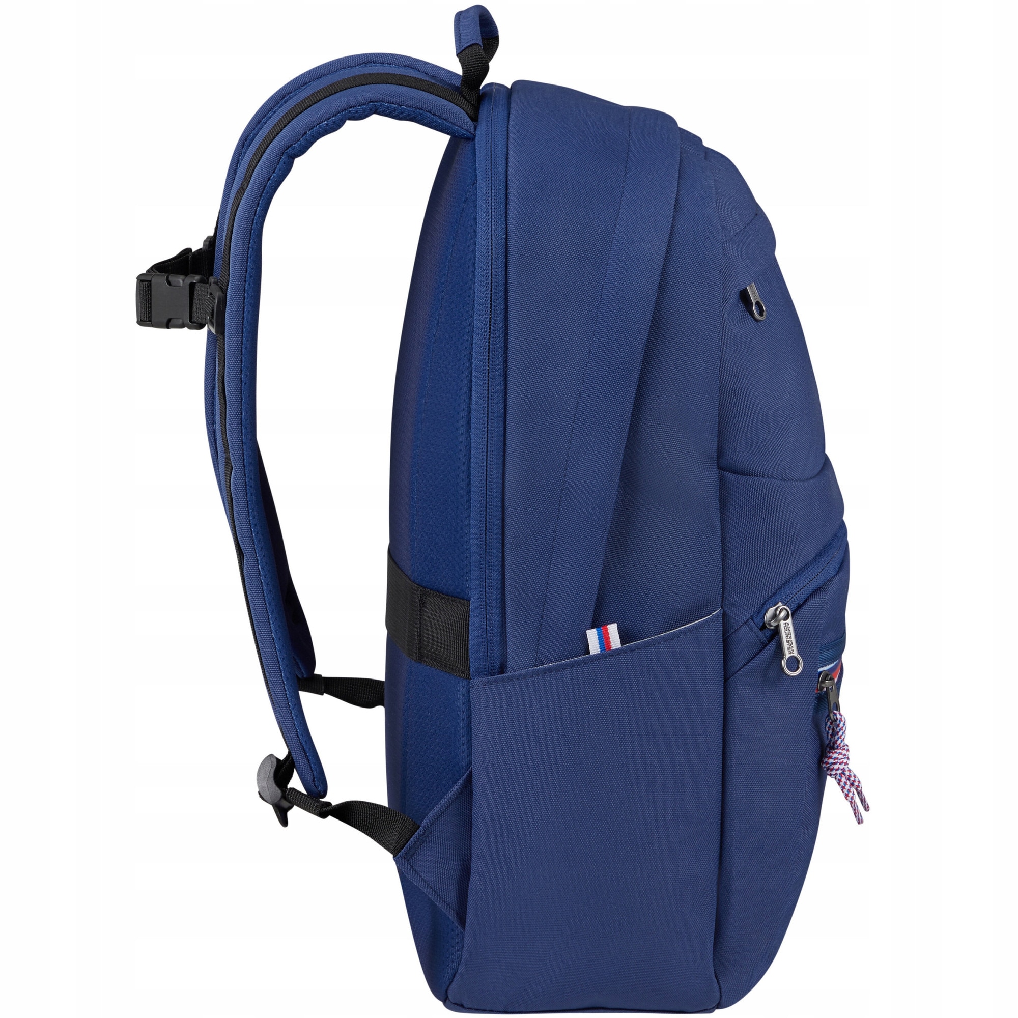 American Tourister, Rucsac pentru laptop din poliester, cu compartiment pentru laptop, buzunar pentru tableta, buzunar pentru ochelari captusit cu polar, bretele si spate captusite, Upbeat Zip, Bleumarin, 15,6 inch