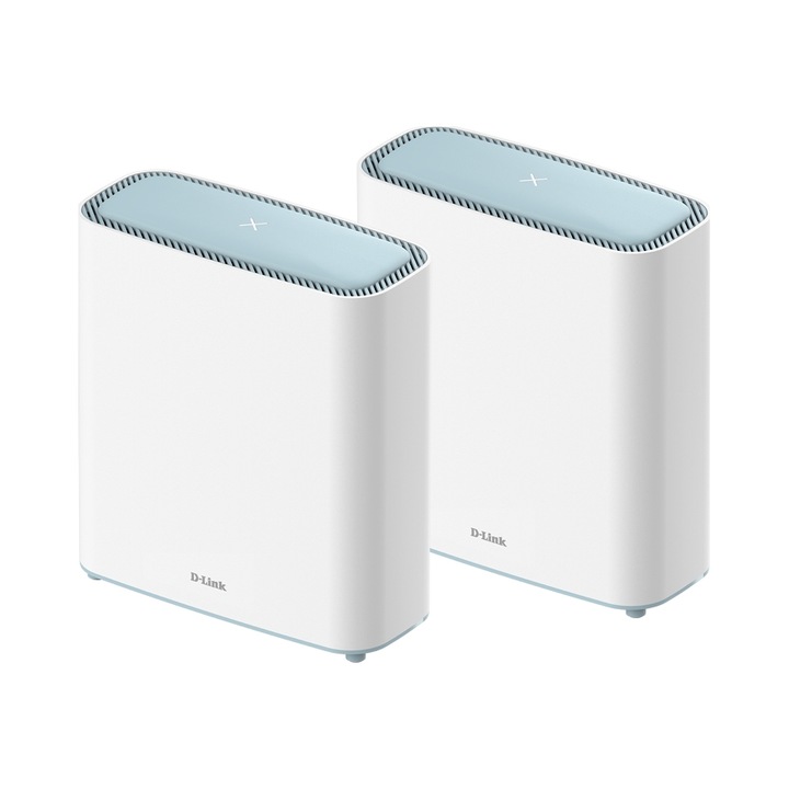Set 2 bucati, Sistem Wi‑Fi Mesh D-Link M32-2, Dual-band AX3200 Wi‑Fi 6 (2.4/5 GHz), Acoperire 510 m², Alb