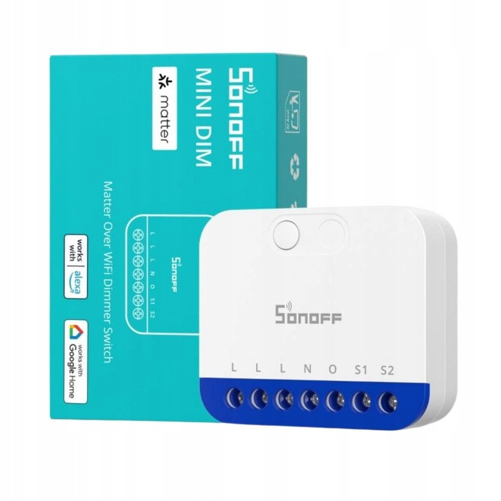 Sonoff MINI-DIM WiFi Matter fényerőszabályzó fehér 400W 200VA