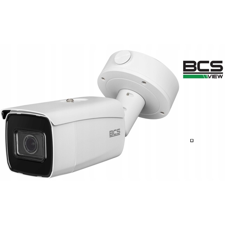 Камера bullet IP BCS BCS-V-TIP72VSR4-ITC, камера за наблюдение 2 MP, оптично увеличение 4× (2.8-12 mm), ARTR разпознаване на регистрационни табели, PoE/12V DC, IP67, бял, 1 бр