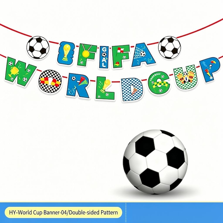 Banner Decor Cu Tema Cupea Mondiala 2026, Pentru Petrecere si Baruri, Model HY-04