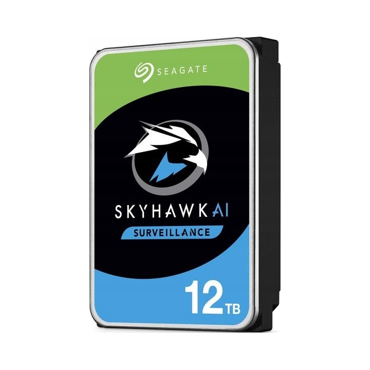 Hard disk intern Seagate SkyHawk AI 12 TB, HDD 3,5'' (LFF), memorie cache 512 MB, SATA III 6 Gb/s, TBW 550 TB/an