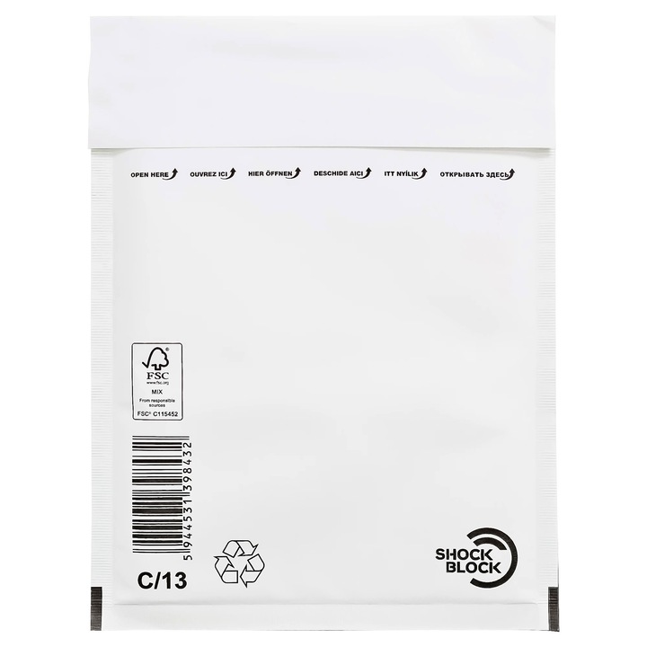 Plic antisoc cu bule de aer C/13, GPV, 100 buc, alb, 170x225mm