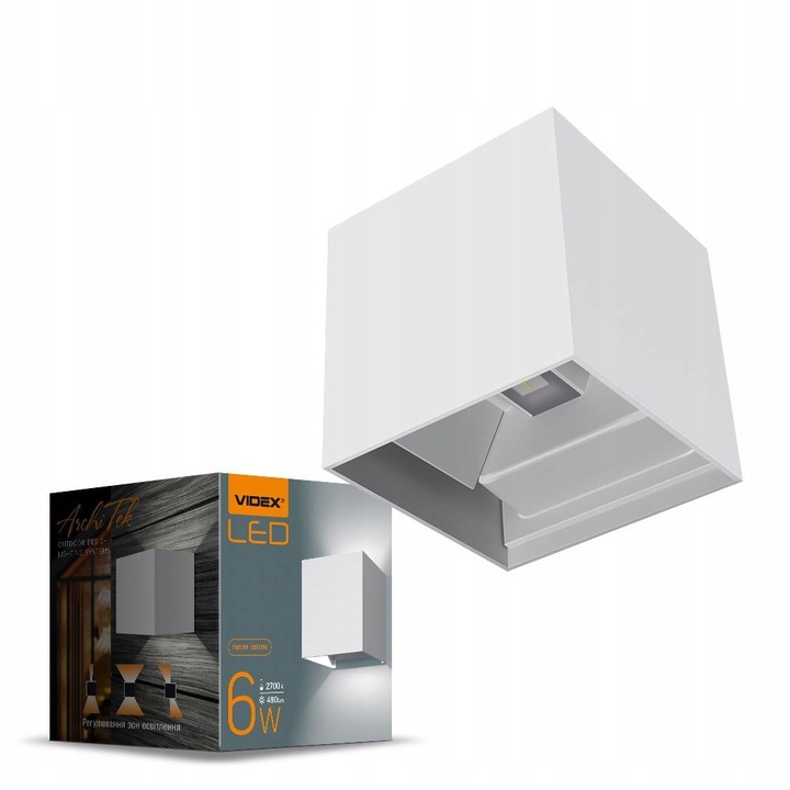 LED аплик Videx 6W бял 100x100x105mm двупосочен