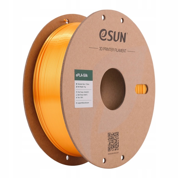 Филамент PLA eSUN Silk, лъскав, тъмножълт, 1.75мм, 1кг