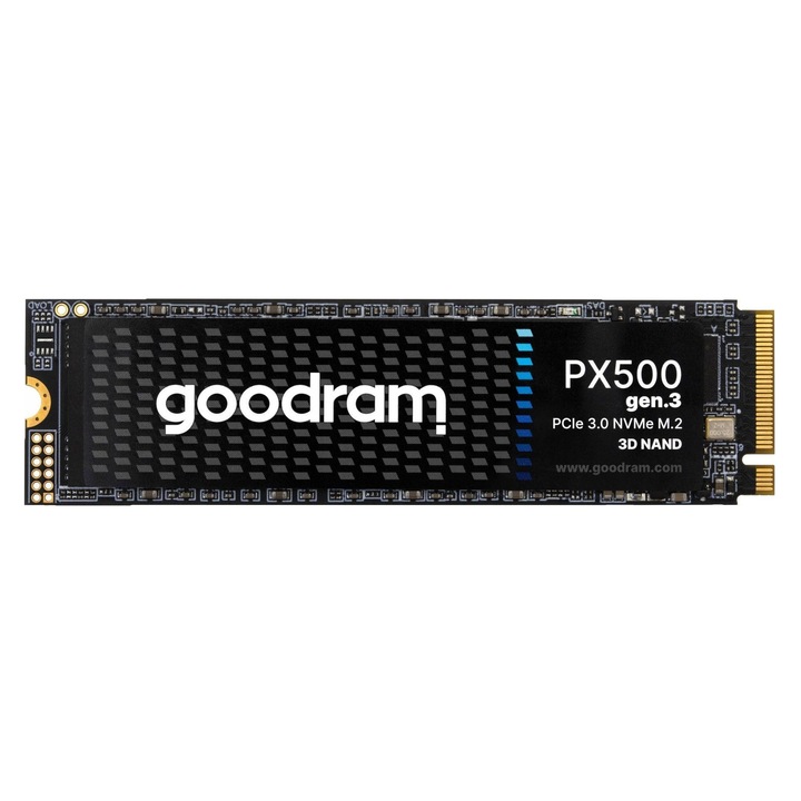 SSD Goodram PX500 Gen.3 PCIe NVMe M.2 2280, 3D NAND, citire 3200 MB/s, scriere 2400 MB/s, Negru, 512GB