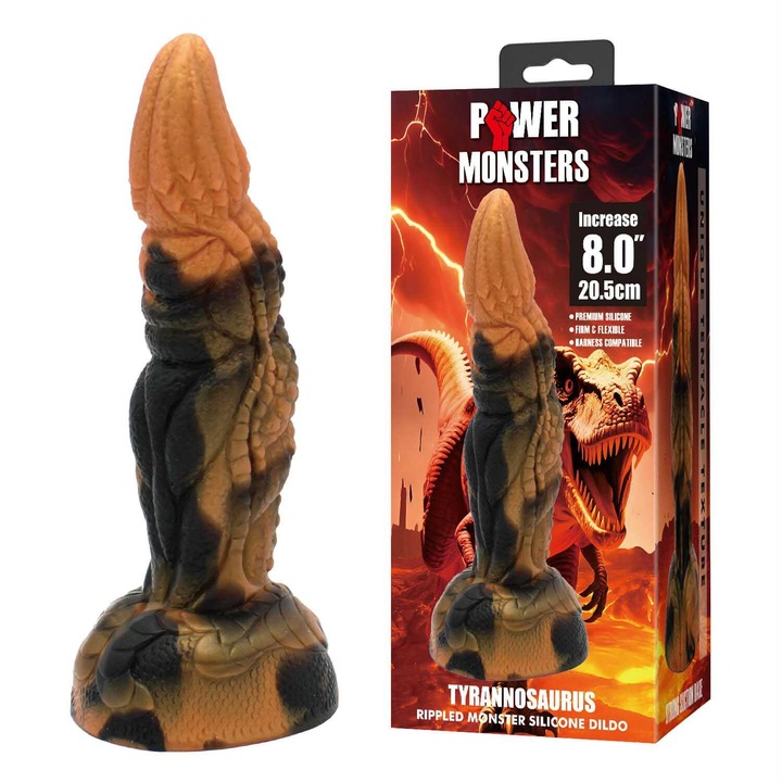 Szilikon dildó Power Tyrannosaurus 20.5cm texturált tapadókoronggal