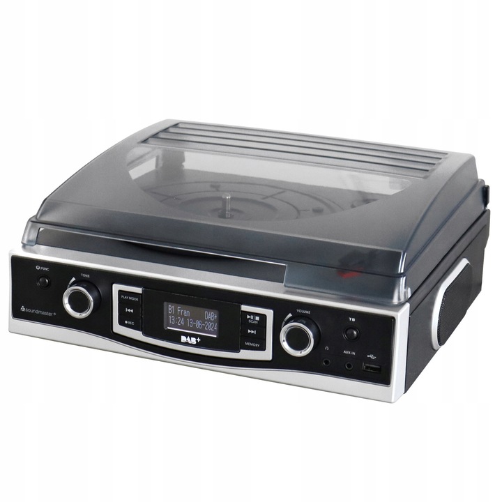 Грамофон Soundmaster PL590SW, Bluetooth и DAB+/FM радио, CD/MP3 и USB порт с функция за запис, кафяв
