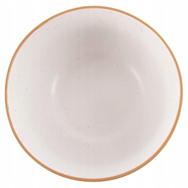 Bol/castron ceramic Artemis VD-129239, cu model stropit si margine naturala, rezistent la masina de spalat si la microunde, bej, 1,2 L, 18 cm