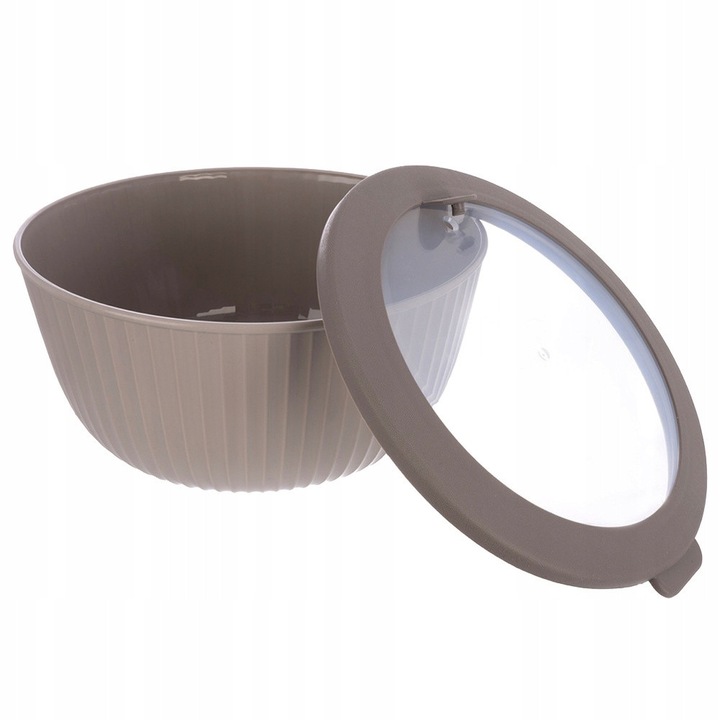 Bol pentru bucatarie Artemis 4L bej 26x25x12cm cu capac transparent