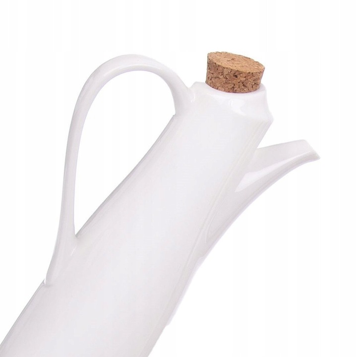 Set dozatoare condimente Artemis, ceramica, cu dop din pluta, pentru ulei, otet, sare si piper, Alb