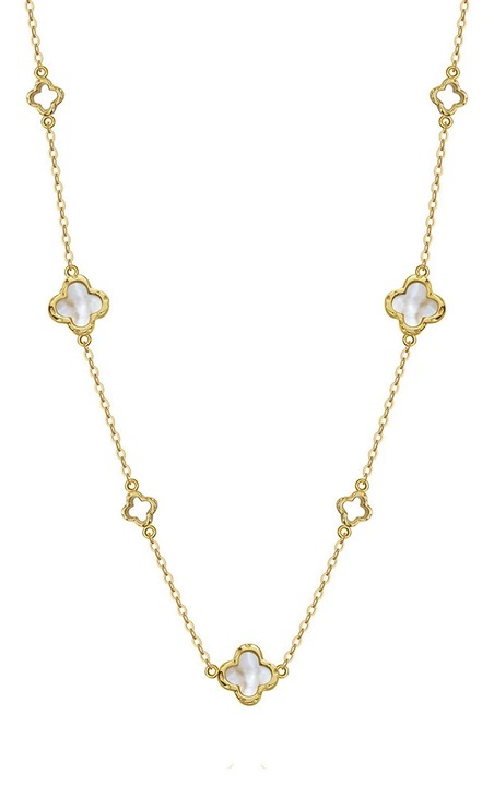 Colier Clover Pearl cu Trifoi din Argint Placat cu Aur