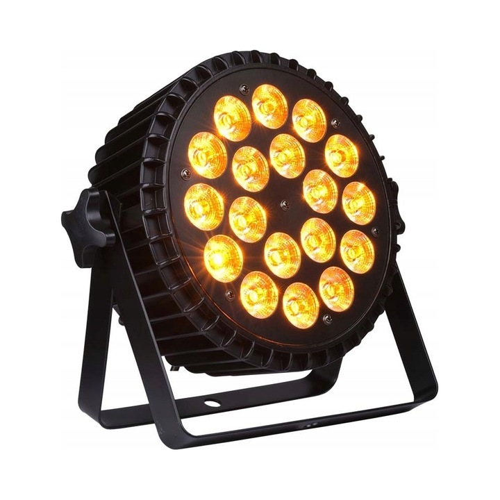 Reflektor/projektor LED PAR Light4Me ALU QUAD PAR 18x6W RGBW, DMX512 (4/8 csatorna), alumínium ház, fekete, 1 db