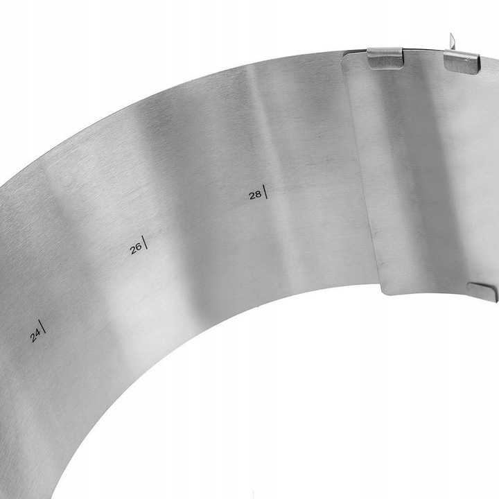 Állítható tortaforma / állítható sütőgyűrű Artemis, rozsdamentes acélból, 24-28 cm átmérőjelölésekkel, ezüst, 1 db