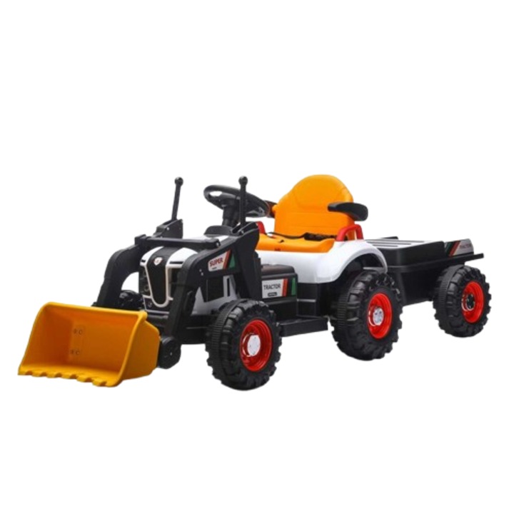Elektromos traktor, gyerekeknek, távirányítóval, szürke + sárga