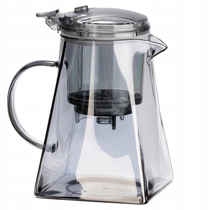 Чайник Artemis 880ml от боросиликатно стъкло, черен, 15x10.5x16.5cm, с инфузер и система за отцеждане