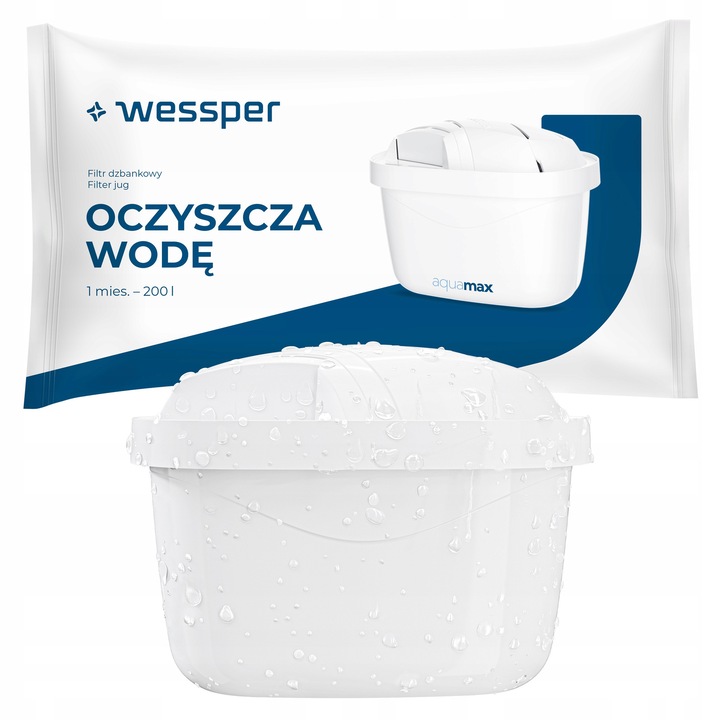 Set 6 bucati, filtre de apa Wessper Aquamax STANDARD, reducere clor si metale grele, reduce duritatea apei si depunerile de calcar, alb, 6 x 1 buc