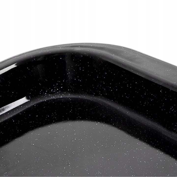 Tava emailata pentru copt Artemis, tava de cuptor dreptunghiulara, adanca 6 cm, 41x32 cm, negru/alb