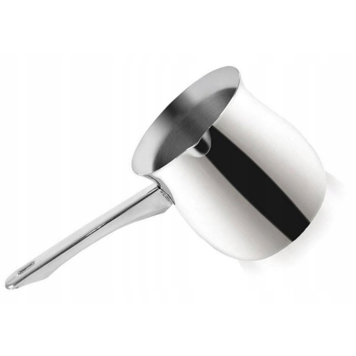 Ibrik Artemis (cezve) din otel inoxidabil pentru cafea turceasca, cu cioc, argintiu, 600 ml