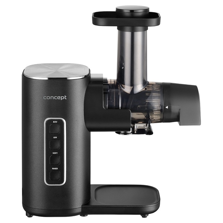 Storcator lent (slow juicer) Concept LO3000, Easy Clean fara sita, 2 viteze (Soft/Hard) cu functie REV, negru/chrom, 150 W, 550/700 ml