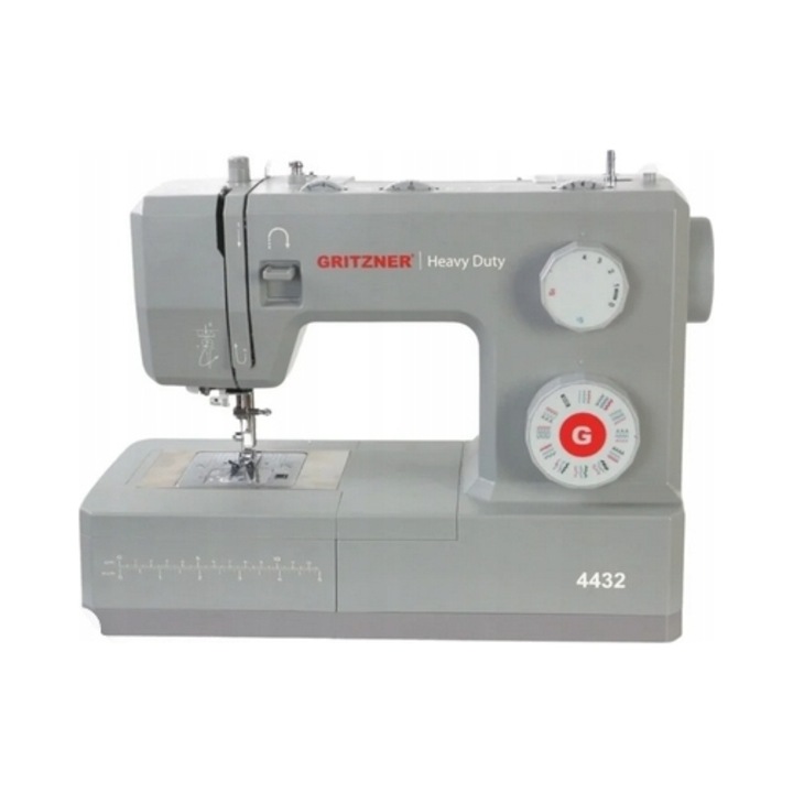 Шевна машина/шевна машина Gritzner Heavy Duty 4432, 32 програми за шиене, AC мотор 100W 800 имп./мин, с включена разширителна маса, сив, 1 бр