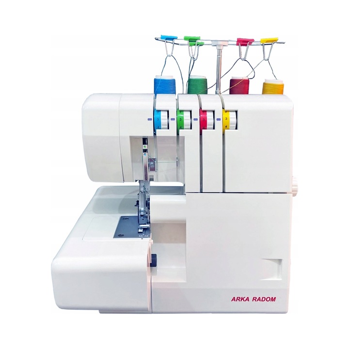 Overlock Arka 700S, háztartási overlock gép 2/3/4 szállal, gurító funkcióval, LED világítással, állítható talppal, 100W, fehér