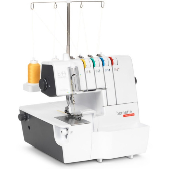 Bernette B44 Funlock overlock/overlocker varrógép, 2/3/4-szálas, 15 öltéstípus, alsó hurokfogó befűző, hengerelt szegély (merezka), Fehér, 1 db